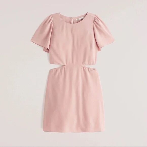 Abercrombie & Fitch Dresses & Skirts - Abercrombie & Fitch Angel Sleeve Lightweight Cut Out Soft Pink Mini Dress XS